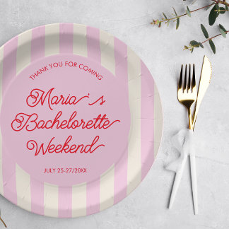 Modern Pink Bachelorete Party Paper Plate