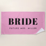 Modern Pink Bachelorette Future Mrs Bride Beach Towel<br><div class="desc">Boho Personalised Bachelorette Bride Newlywed Honeymoon Beach towel</div>