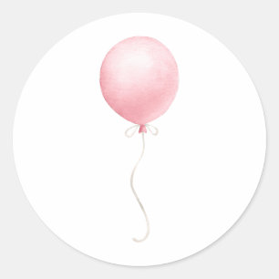 Modern Pink Balloon Girl Baby Shower Classic Round Sticker