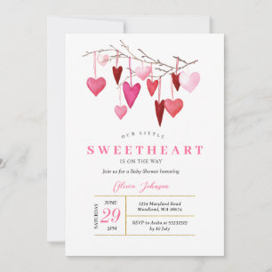 Modern Pink Balloon Valentine Baby Shower Invite