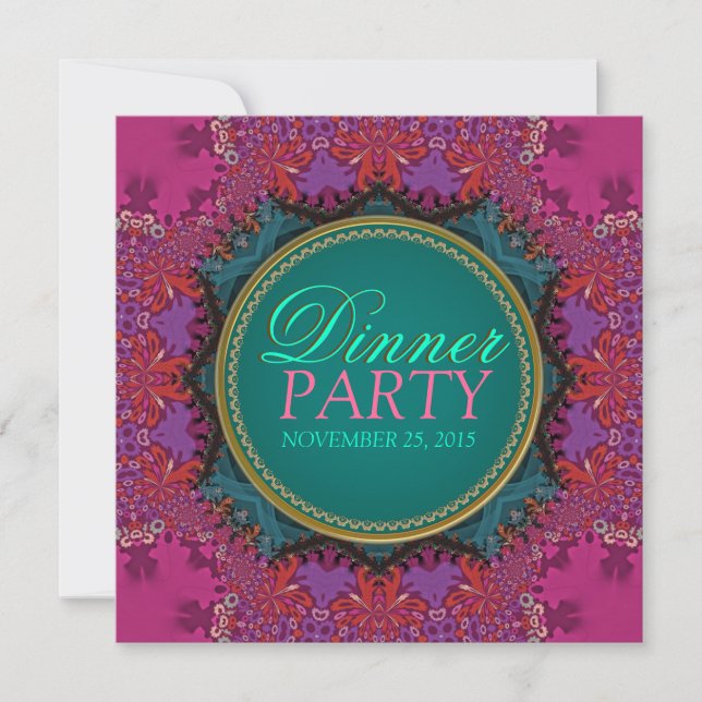 Modern Pink Batik Dinner Party Invitation (Front)