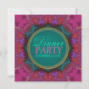 Modern Pink Batik Dinner Party Invitation