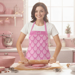 Modern Pink Bauble Pattern Christmas Apron