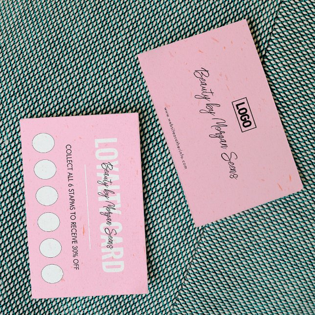 Modern Pink Beauty Spa Script Loyalty Card (Creator Uploaded)
