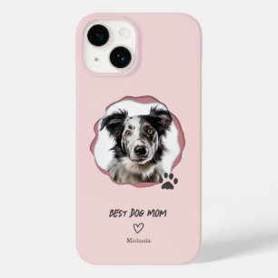 Modern Pink Best Dog Mom One Photo Case-Mate iPhone 14 Case