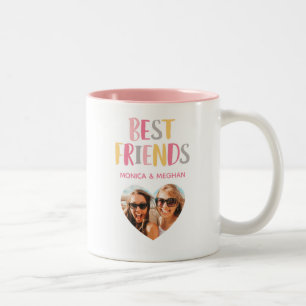 Modern Pink Best Friends Photo Two-Tone Coffee Mug