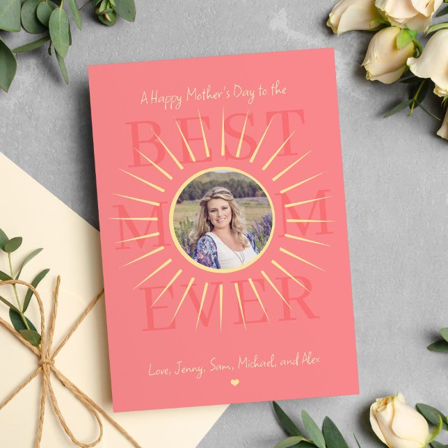 Modern pink best mum ever Mother's Day pink card (Creator Uploaded)