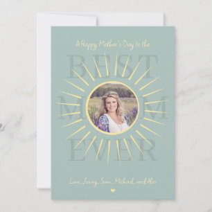 Modern pink best mum ever Mother's Day sage card