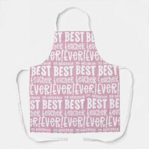 Modern pink best teacher typography gift apron