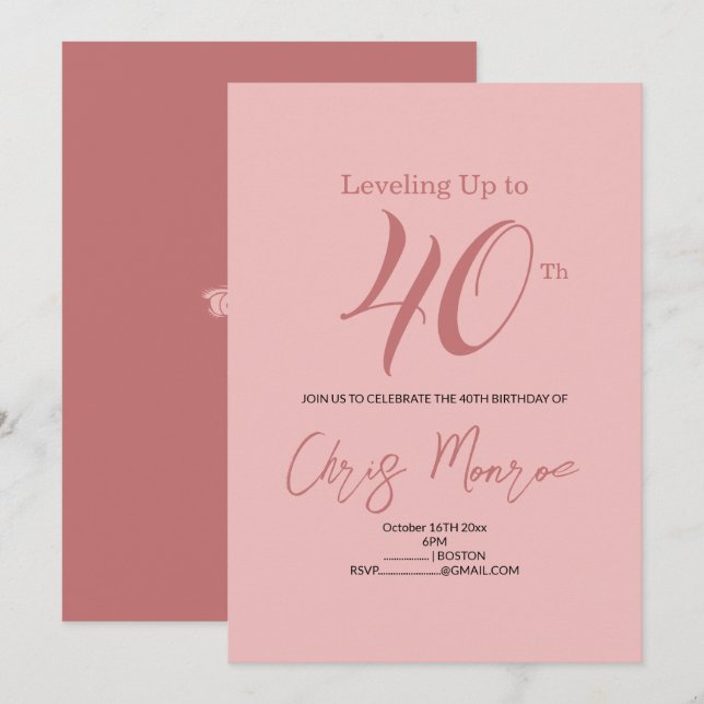 Modern Pink Birthday Invitation (Front/Back)