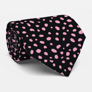 Modern pink black abstract dot spots tie