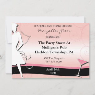 Modern Pink & Black Bachelorette Party Invitation