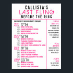 Modern Pink Black Bachelorette Party Itinerary Poster<br><div class="desc">This modern and girly Bachelorette Party Itinerary poster is perfect to keep your event organized and keep your guests informed. It features a neon pink and black girly grunge and contemporary font typography on top of a simple white background. It's a unique, cool, and fun idea to make your special...</div>