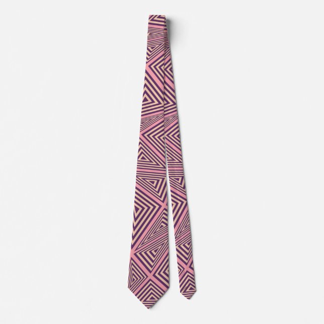 Modern Pink & Black Geometric Pattern Men's Tie (Front)