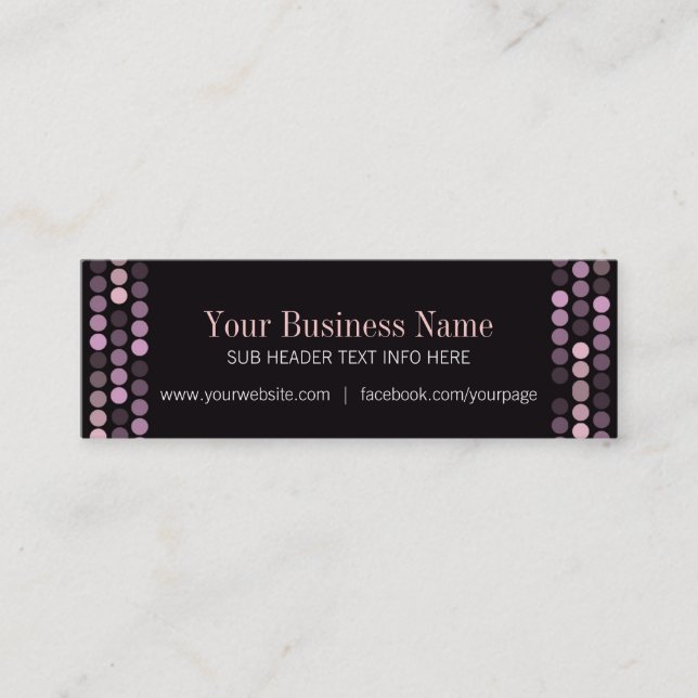 Modern Pink+Black Mini Business Cards (Front)