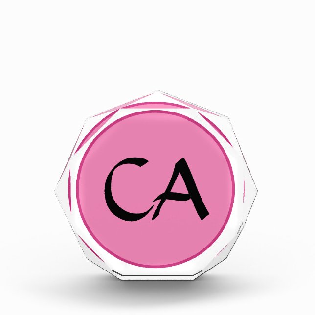 Modern Pink Black Monogram Initials Personalised L Photo Block (Front)