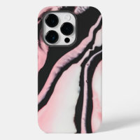 Modern Pink Black Painted Marble Pattern