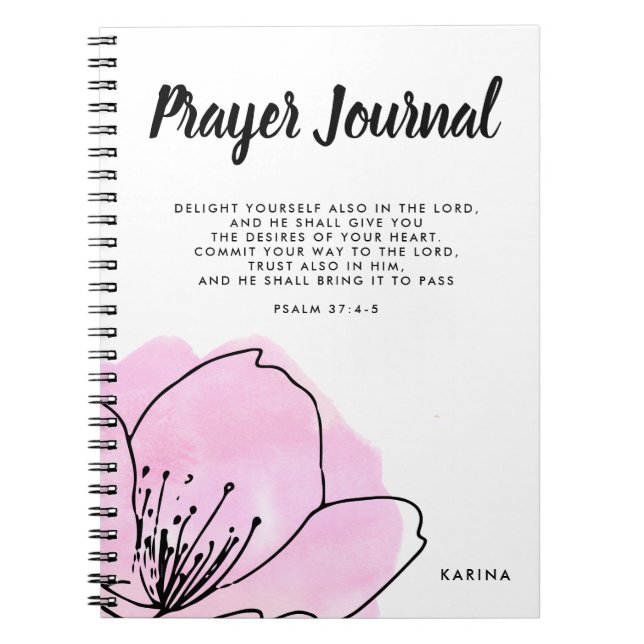 Modern Pink & Black Personalised Prayer Journal (Front)