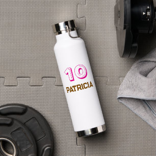 Modern Pink Black Player Name Jersey Number Sports Water Bottle