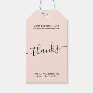 Modern pink black script business thank you   gift tags