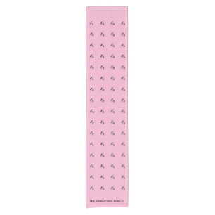 Modern Pink, Black Silhouette African Drummer Short Table Runner