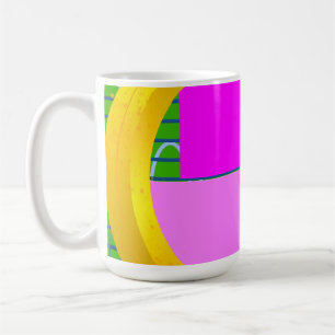 Modern Pink Blocks on Gold Green  Coffee Mug