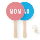 Modern Pink Blue Baby Shower Game Hand Fan: Mum or