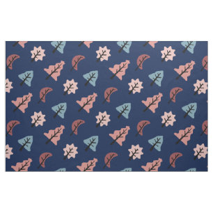 Modern Pink Blue Cookie Tree Pattern Holiday Fabric
