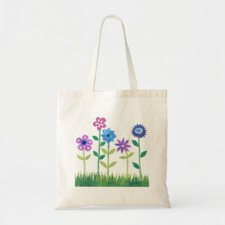 Modern Pink, Blue, Mauve Flowers Design Tote Bag