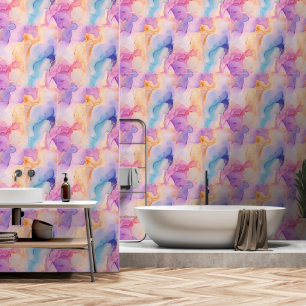 Modern Pink Blue Pastel Alchohol Ink Abstract  Wallpaper