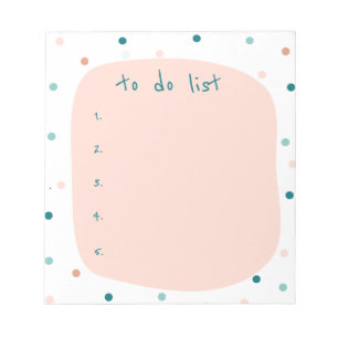 Modern Pink Blue Polka Dot To Do List Organisation Notepad