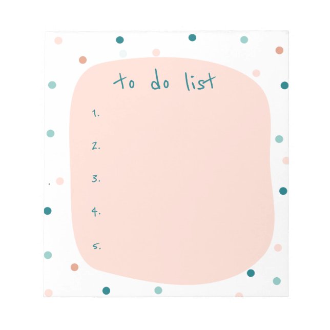 Modern Pink Blue Polka Dot To Do List Organisation Notepad (Front)