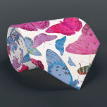 Modern Pink Blue Purple Butterfly Pattern Tie<br><div class="desc">This tie is perfect for spring and summer. Brighten your wardrobe with these colourful butterflies in blue, purple and pink fluttering on a white background. Wear as a classic neck tie for men or as a belt for women. Designed by world renowned artist ©Tim Coffey.</div>