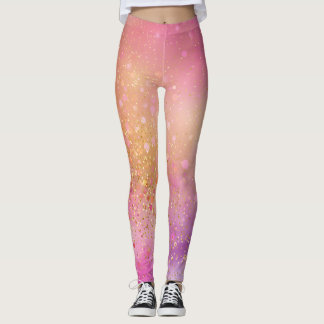 Modern Pink Blue Sparkle Leggings