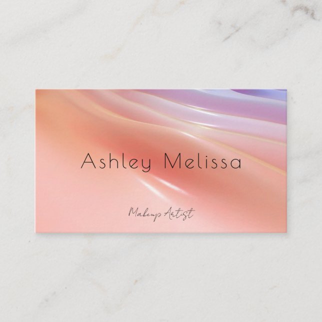 Modern Pink blurry makeup artist QR Code Business Card (Front)
