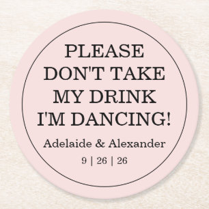 Modern Pink Blush Drink Cover Wedding Round Paper Coaster
