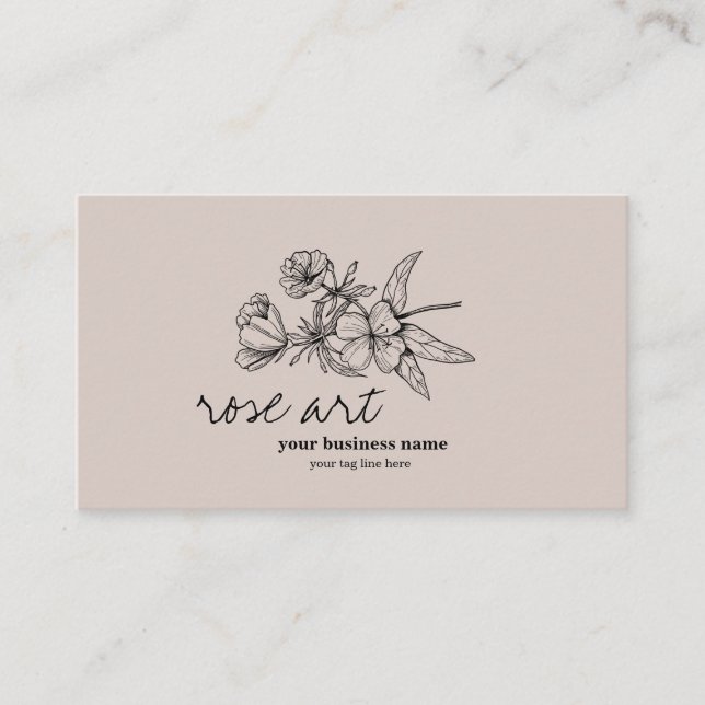 Modern Pink Blush Floral Business Card (Front)
