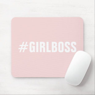 Modern pink blush girl boss typography mouse mat