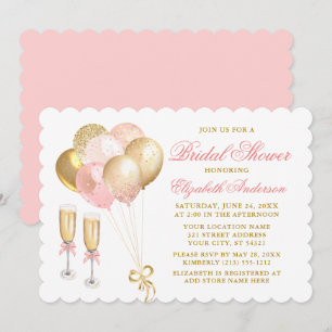 Modern Pink Blush Gold Balloons Bridal Shower Invitation