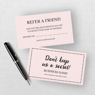 Modern Pink Blush Refer A Friend Business Referral Card