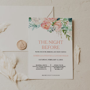 Modern Pink Blush Tropical Floral Rehearsal Dinner Invitation