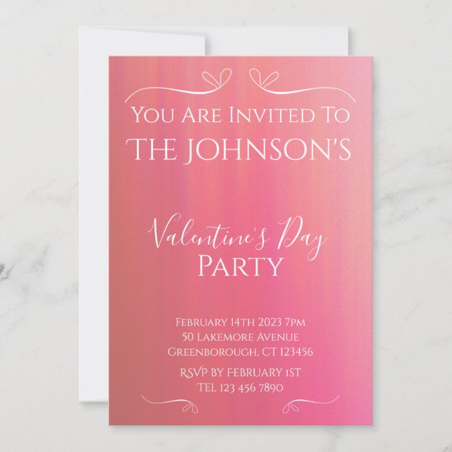 Modern Pink Blush Valentines Day Party Invitation (Front)