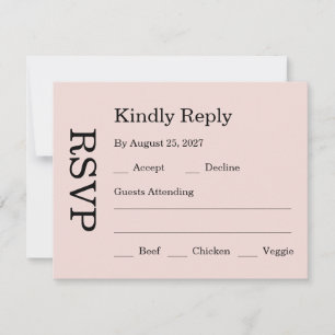 Modern Pink Blush wedding RSVP Card