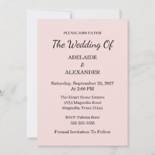 Modern Pink Blush Wedding Save The Date Invitation