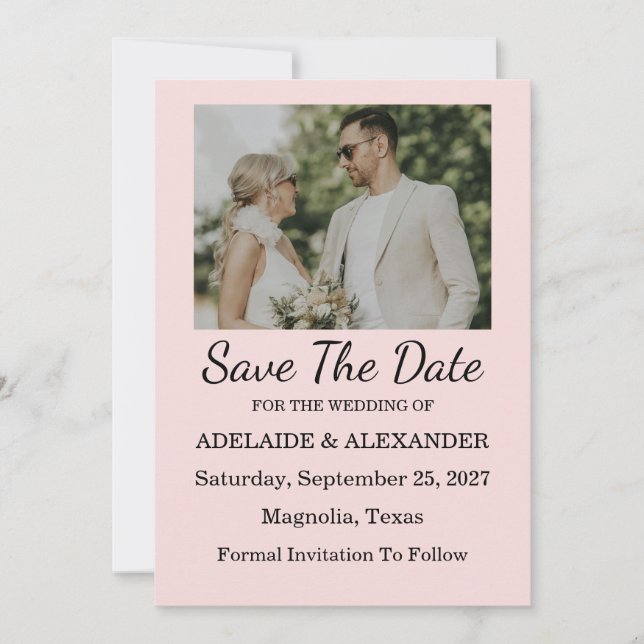 Modern Pink Blush Wedding Save The Date Invitation (Front)