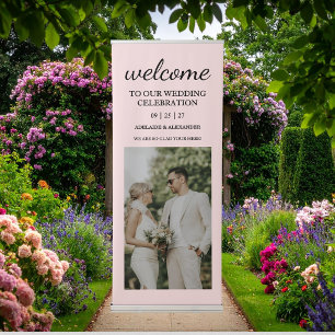 Modern Pink Blush Wedding Vertical  Retractable Banner