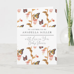 Modern Pink Boho Butterfly Girl Baby Shower  Card
