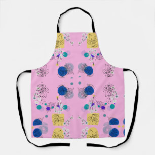 Modern Pink Boho Floral Abstract Botanical Shapes Apron