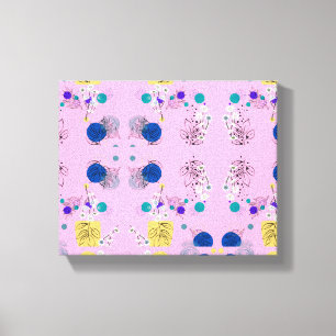 Modern Pink Boho Floral Abstract Botanical Shapes Canvas Print