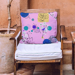 Modern Pink Boho Floral Abstract Botanical Shapes Cushion